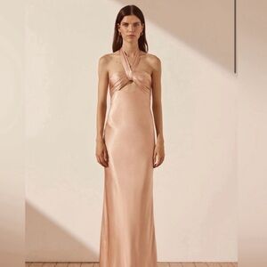 SHONA JOY La Lune Halter Ruched Maxi Dress Size US 4